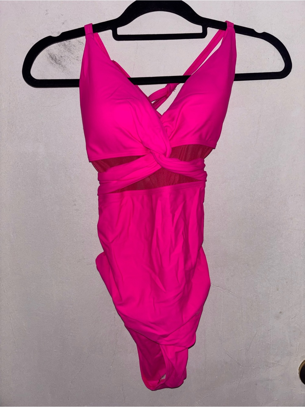 Hot Pink Twist Front One-Piece Swimsuit